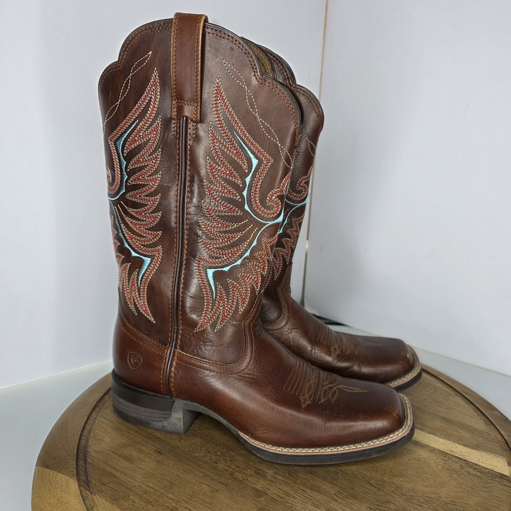 Ariat Rockdale Western Boots Brown Leather Square Toe Womens Size 8 B Medium - Picture 4 of 11